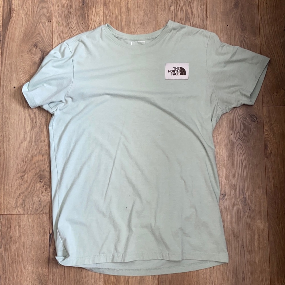 large light green north face t shirt